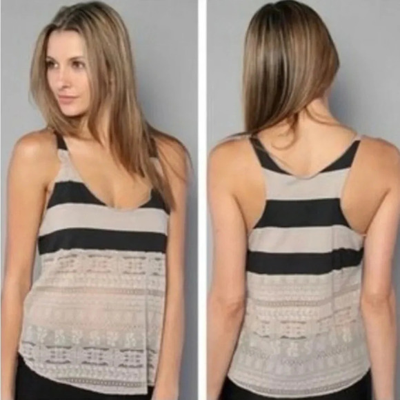 We‎ The Free Striped Lace Tank Top Medium - Picture 1 of 5